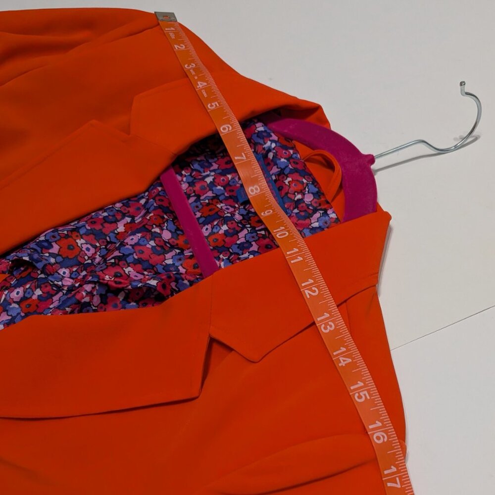 NWT Twiggy London Women's Boyfriend Orange Blazer Blue Floral Lining Medium - Picture 14 of 15